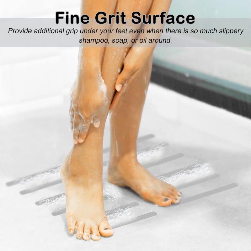 SX ملصقات غير قابلة للانزلاق لحمام S&X، مسارات مقاومة للانزلاق ذات نسيج خشن، عبوة من 12 - 0.75 × 11 بوصة (رمادي) - Image 2